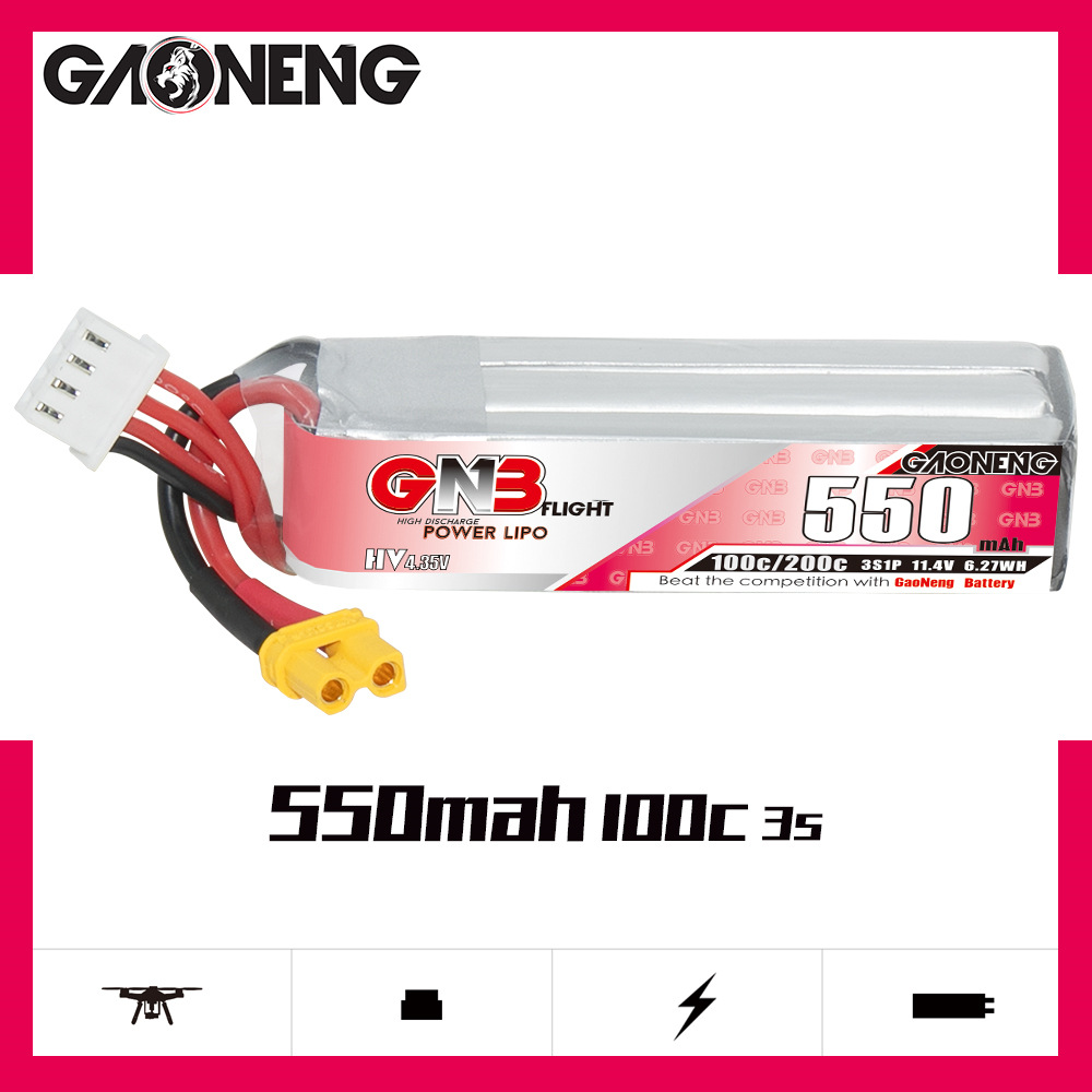 GNB HV 11.4V 550mAh 100C/200C  - đánh giá và giá Rc Helicopter Battery